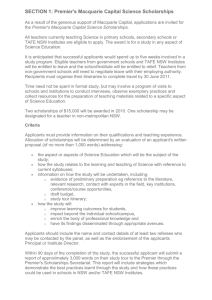 Premier`s Macquarie Bank Science Scholarships