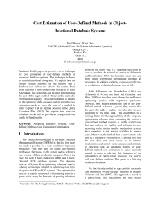 Cost Estimation of User-Defined Methods in Object