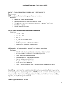 Algebra 1 Seamless Curriculum Guide