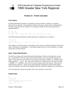 Polish Calculator - ACM Regional Collegiate Programming Contest