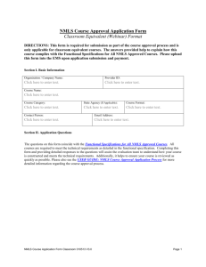 Classroom Equivalent NMLS Course Application Form