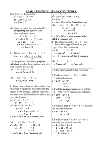 Essential Quadratic Theory ANSWERS