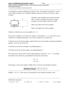 Notes on Multiplying Polynomials - Page I