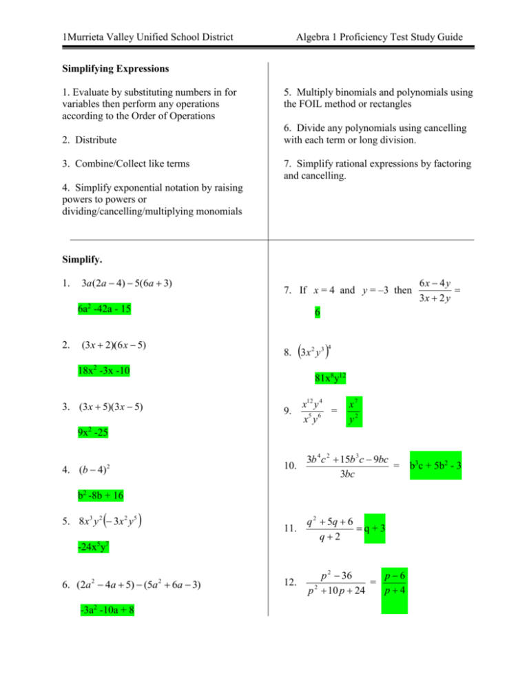 Simplify Each Of The Following Expressions 