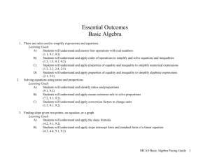 Basic Algebra - Michigan City Area Schools