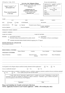 Admission Application Form (Local Transfer)