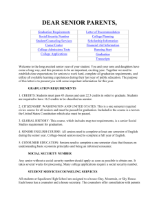 DEAR SENIOR PARENTS, Graduation Requirements Letter of