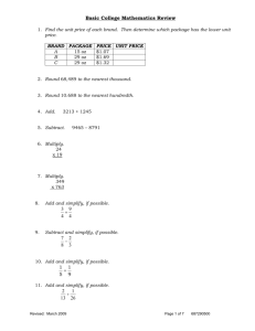 Sample review worksheet with answers