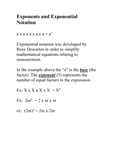 Exponents and Exponential Notation