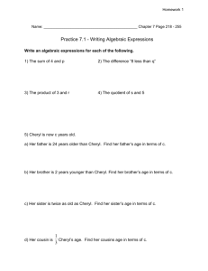 Chapter 7 Practice - Algebraic Expressions