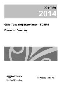 TE forms Primary and Secondary - Victoria University of Wellington