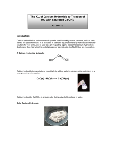Ksp for Calcium Hydroxide