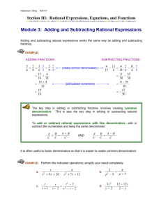 Module 3: Adding and Subtracting Rational Expressions