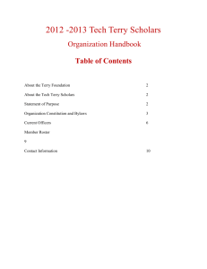 1 2012 -2013 Tech Terry Scholars Organization Handbook Table of