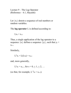Lecture 9 – The Lag Operator