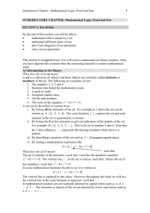 INTRODUCTORY CHAPTER: Mathematical Logic, Proof and Sets
