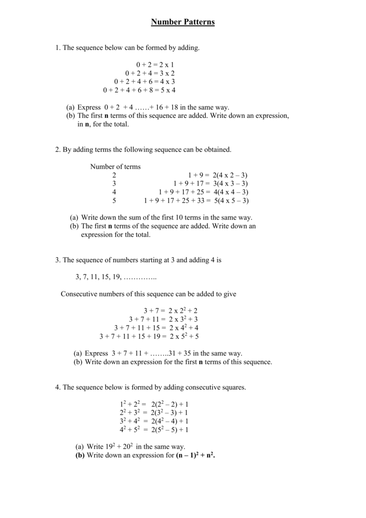 Number Patterns Rosshall Academy