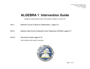 Algebra 1 MAIN Intervention Documents