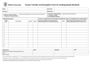 BILKENT UNIVERSITY - Course Transfer / Exemption Form