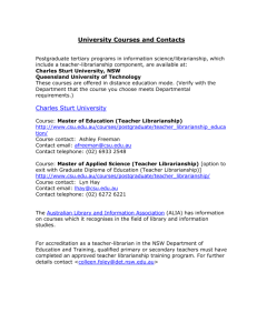 University courses and contacts