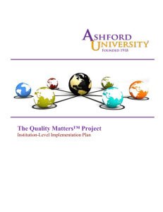 Ashford University Implementation Plan Proposal
