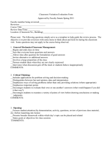 Peer Classroom Visitation Evaluation Form