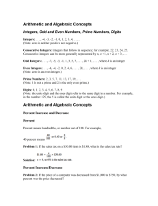 Arithmetic and Algebraic Concepts
