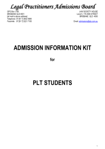 Admission Kit for PLT Students
