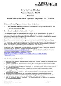 Student placement conduct agreement template