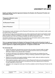 Student Placement Health and Safety Agreement