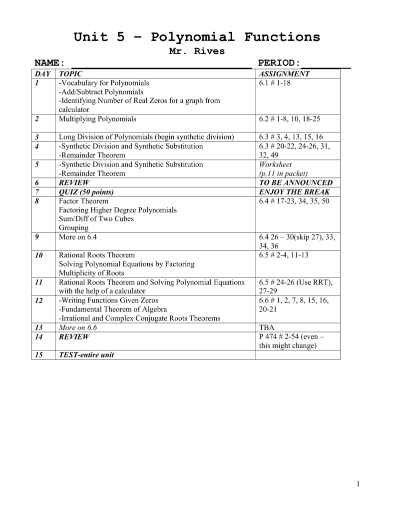 Polynomial Functions and End Behavior Inside Solving Polynomial Equations Worksheet Answers