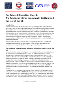 The funding of higher education in Scotland and the rest of the UK