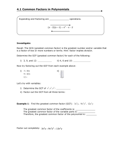 Chapter 4: Factoring Algebraic Expressions