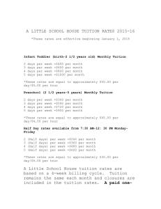 A LITTLE SCHOOL HOUSE TUITION RATES 2011-2012