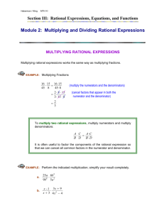 Module 2: Multiplying and Dividing Rational Expressions
