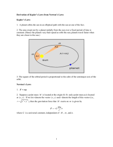 Derivation of Kepler`s Laws from Newton`s Laws