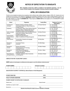 Notice of Expectation to Graduate APRIL 2015