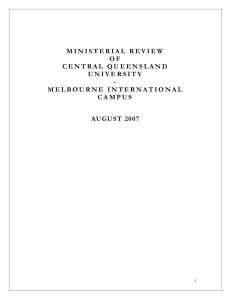 Ministerial Review CQU – Melbourne International Campus