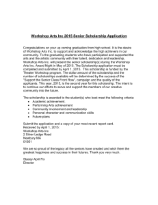 Workshop Arts Inc 2015 Senior Scholarship Application