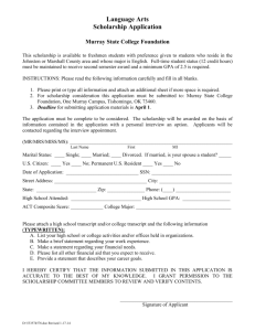 Language Arts Scholarship Application