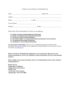 College of Arts and Sciences Scholarship Form