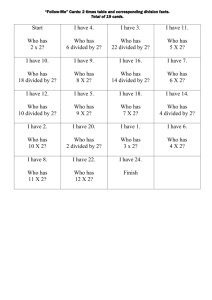 “Follow-Me” Cards: 2 times table and corresponding division facts