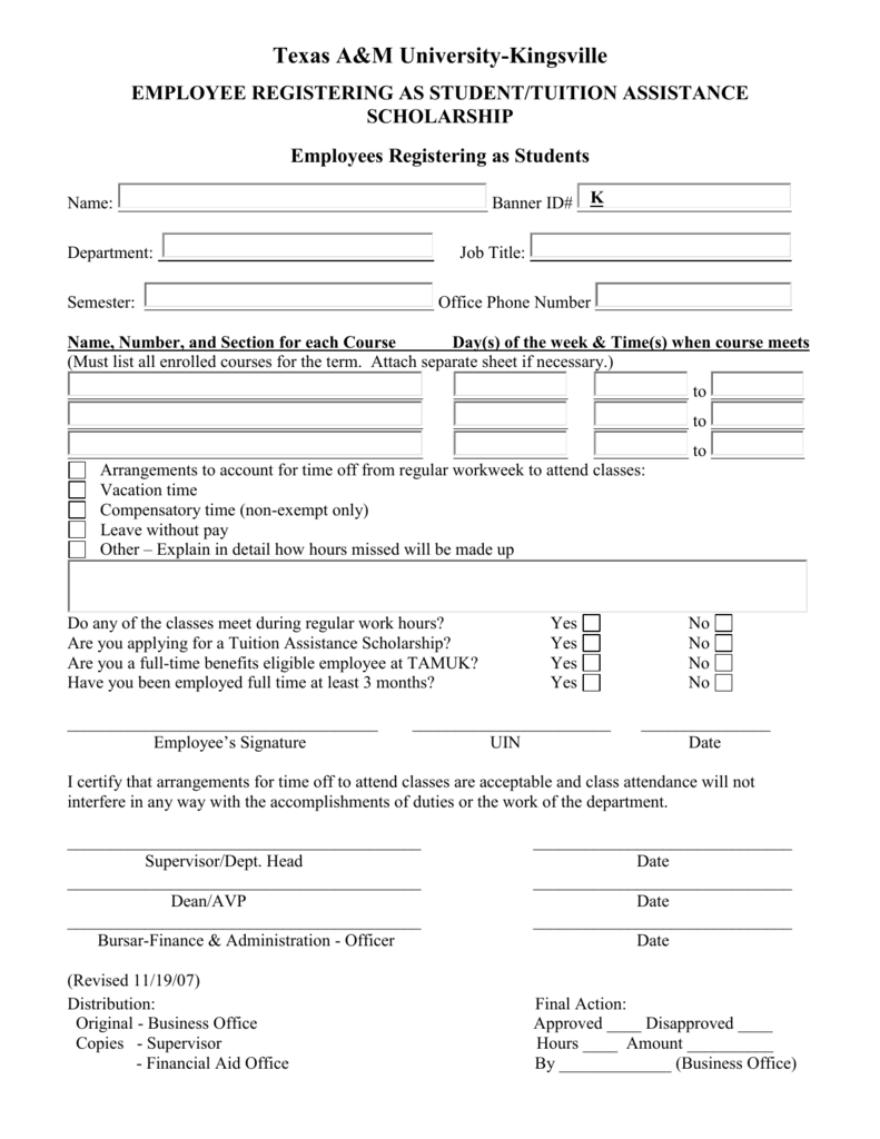 Employees Registering As Students Texas A M University