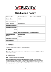 Graduation Policy - Worldview Centre for Intercultural Studies