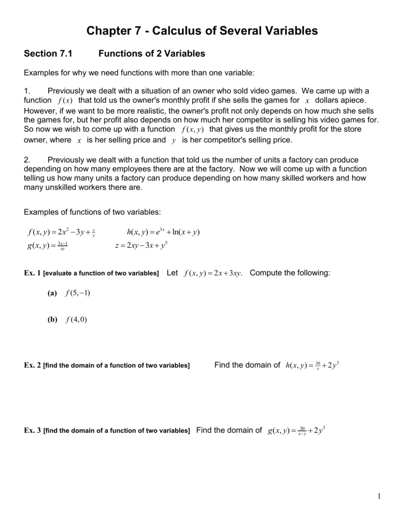 Chapter 7 Calculus Of Several Variables