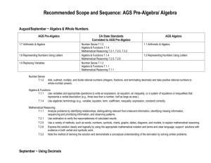 Recommended Scope and Sequence: AGS Pre