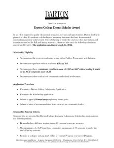Dean scholar eligibility criteria