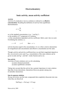 Ion activity, mean activity coefficient