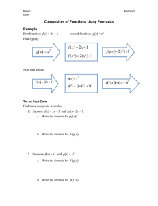 Composite Functions (Formulas) Homework Problems