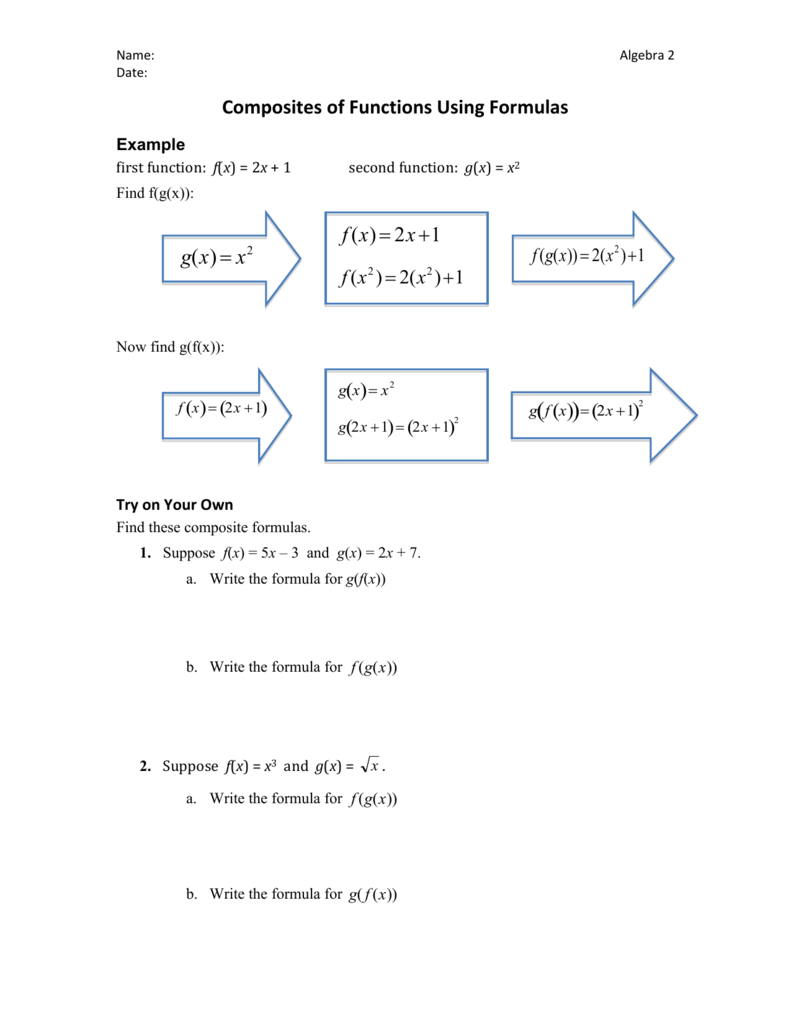 Composite Functions Formulas Homework Problems